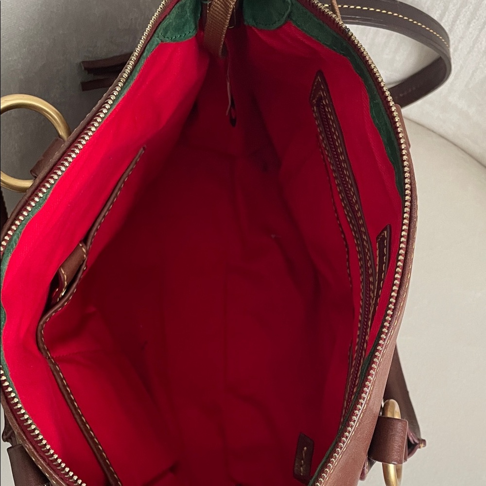 Dooney & Bourke Dark Brown Leather Florentine Satchel with Tassel Accent - Picture 9 of 9